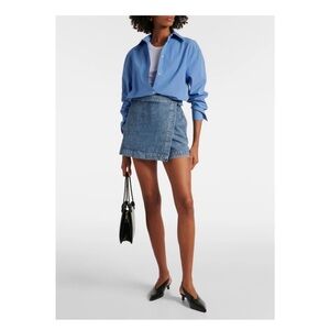 Veronica Beard Blue Denim Skirt Jean shorts wrap Diaz skort